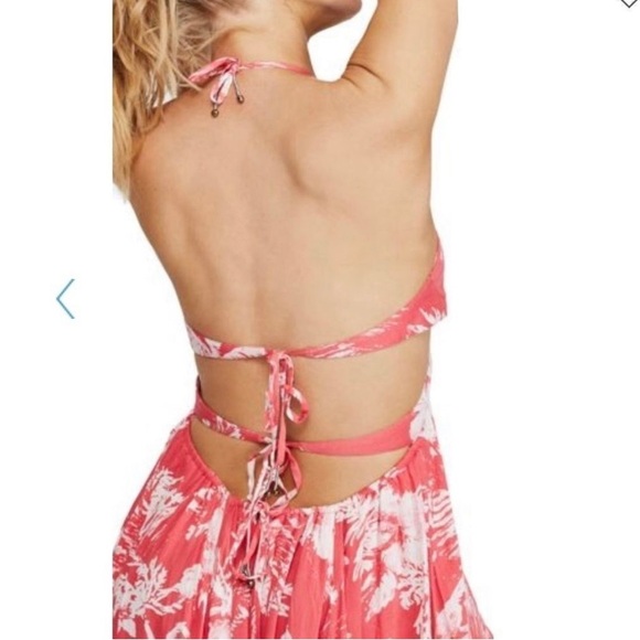 Free People Floral Red Maxi Dress with Slit Size XS - Picture 6 of 15
